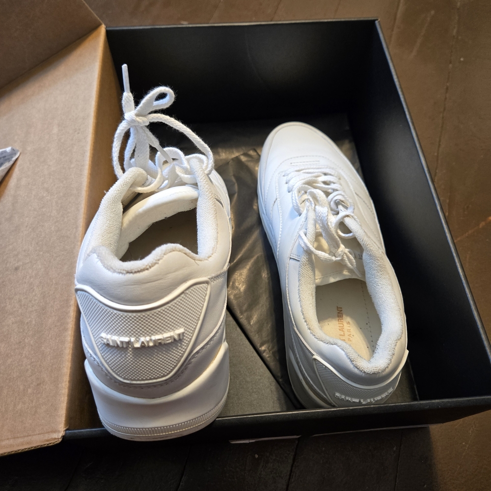 Saint Laurent Men All-White Lace-Up Sneakers